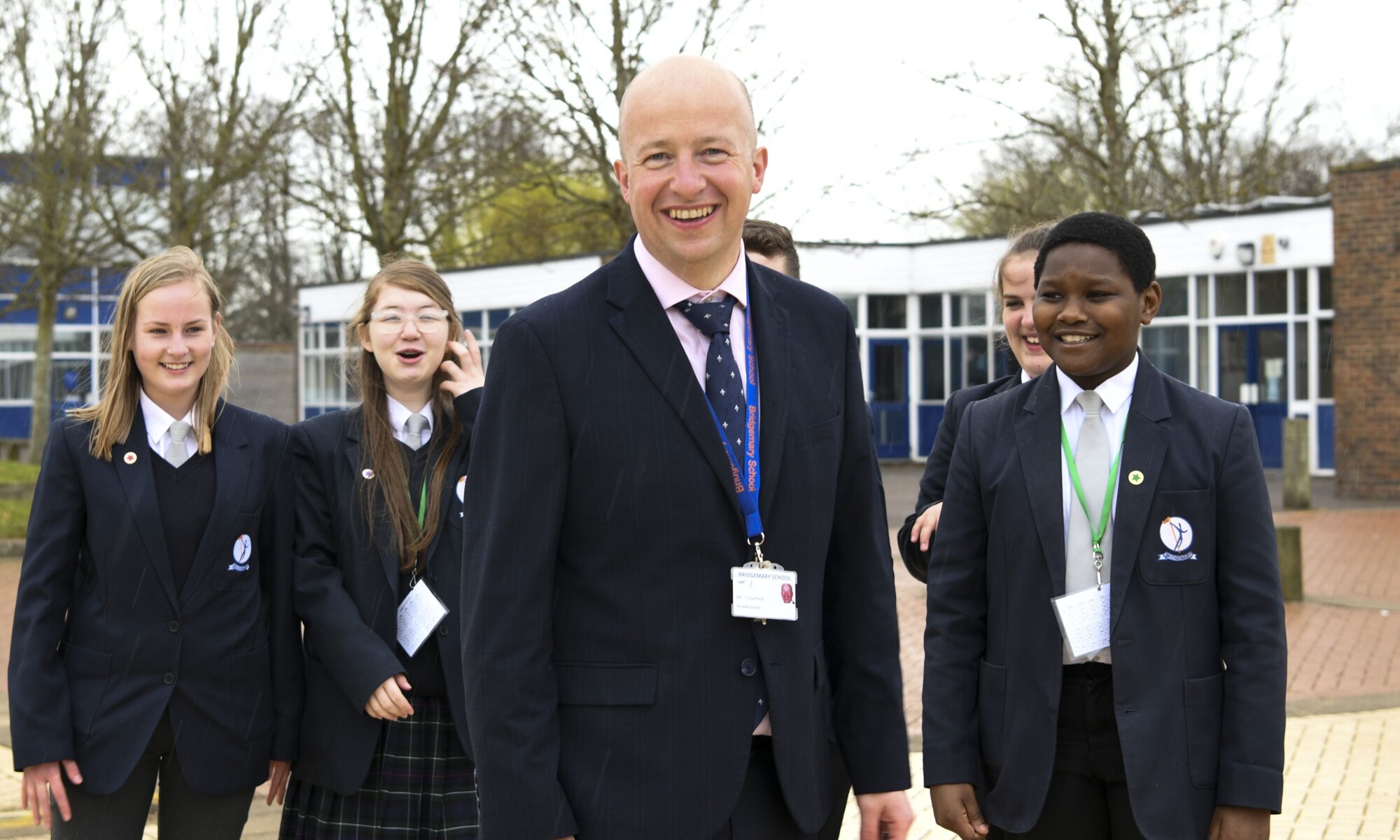 Bridgemary School pupils with headteacher